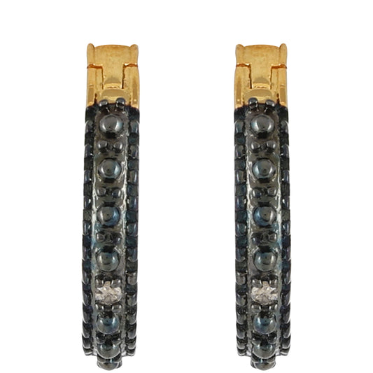 Pozlacené Stříbro 925/1000 - Náušnice s Champagne Diamantem - Karátové číslo: 0.01. přibližná hmotnost: 1.64 gramů