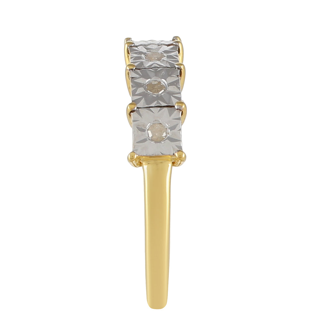 Pozlacená Stříbrná Sada s Bílým Diamantem ( Náušnice+Prsten )