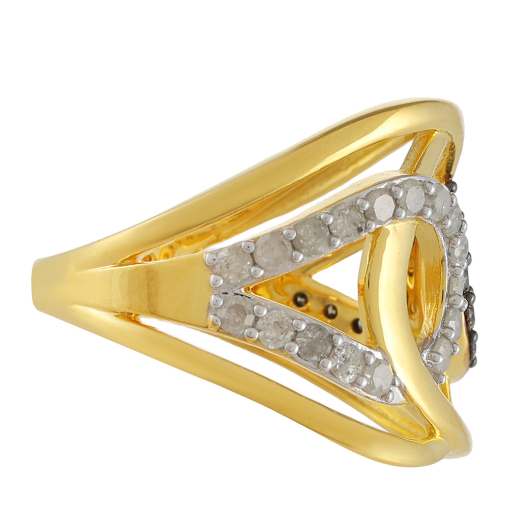 Pozlacené stříbro 925/1000 Prsten s Champagne Diamantem a Bílým Diamantem - Karátové číslo: 0.78. přibližná hmotnost: 5.44 gramů