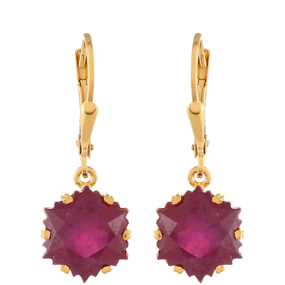 Pozlacené stříbro 925/1000 Náušnice s Thajským Rubínem - Karátové číslo: 9.38. přibližná hmotnost: 3.7 gramů 1 