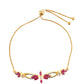 Pozlacený Stříbrný Náramek s Thajským Rubínem a Bílým Topazem
