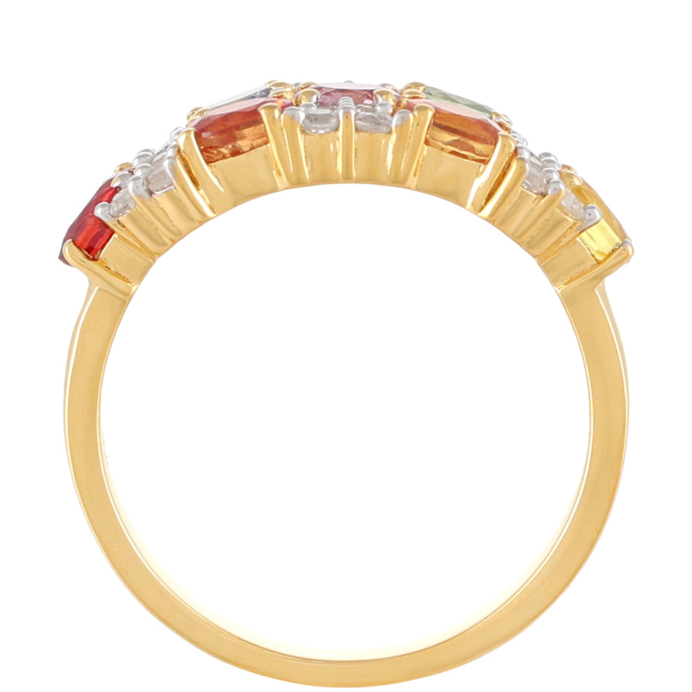 Pozlacený Stříbrný Prsten s Duhovým Safírem a Bílým Topazem 4 