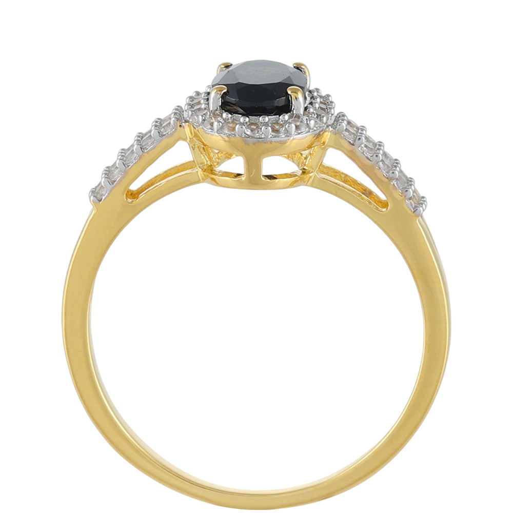 Pozlacené Stříbro 925/1000 - Prsten se Zeleným Turmalínem a Přírodním Zirkonem - Karátové číslo: 1.14. přibližná hmotnost: 2.15 gramů