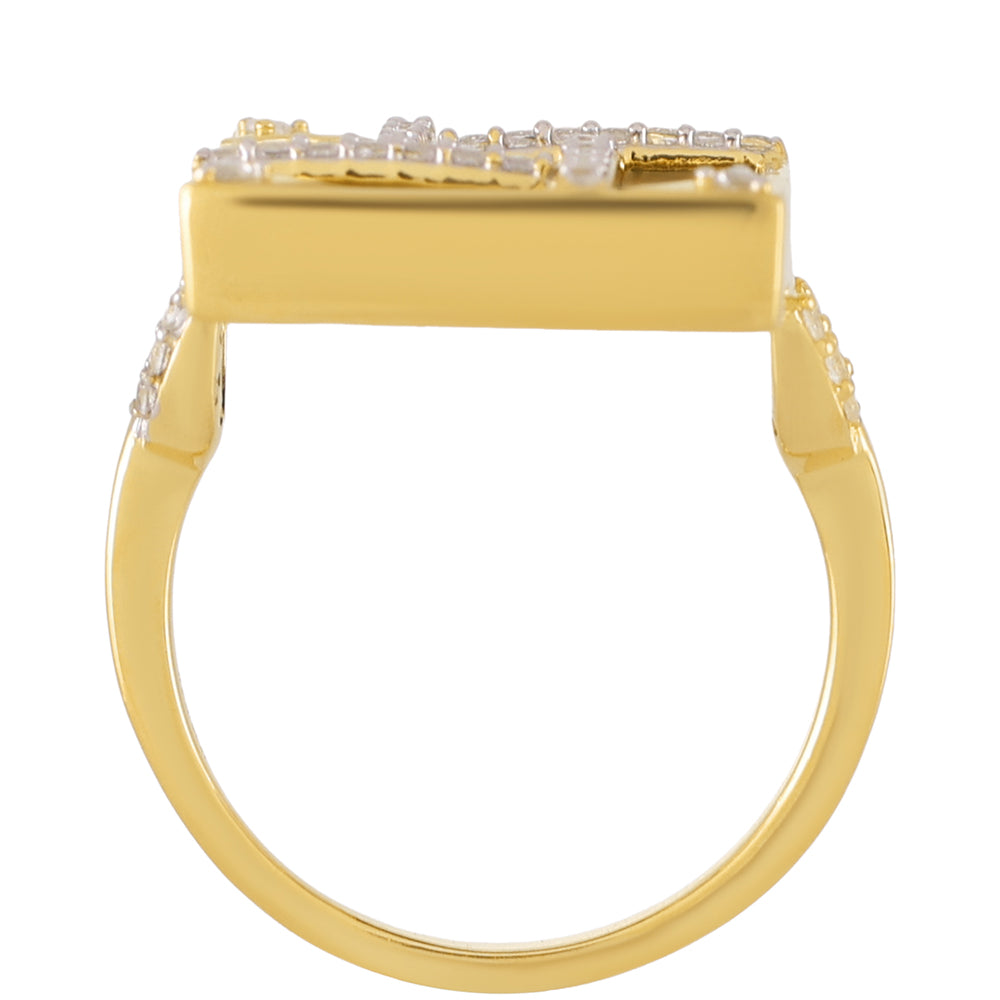 Pozlacené Stříbro 925/1000 - Prsten s Mušlí Paua a Bílým Topazem - Karátové číslo: 6.17. přibližná hmotnost: 5.84 gramů 4 