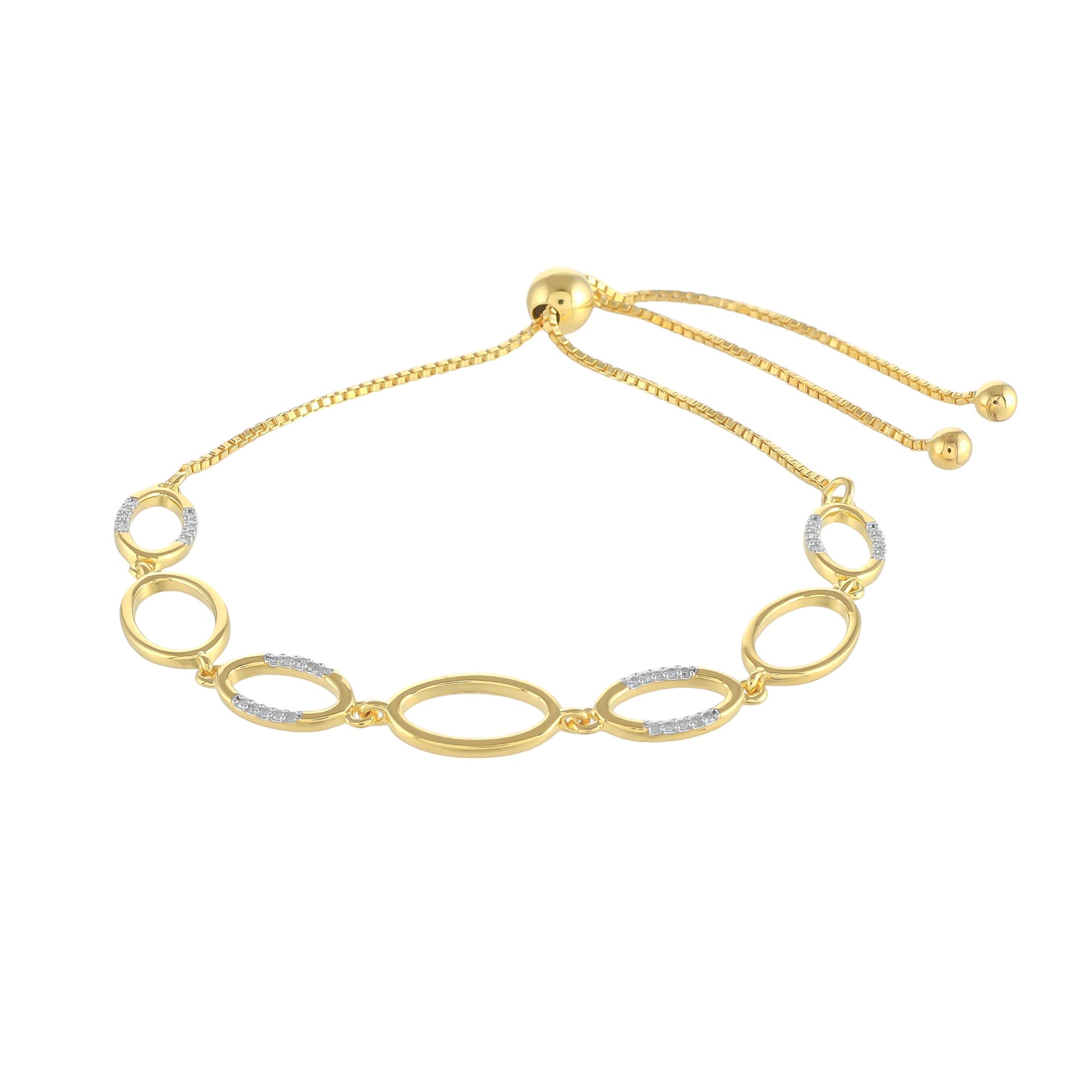 Pozlacené Stříbro 925/1000 - Náramek s Bílým Diamantem - Karátové číslo: 0.14. přibližná hmotnost: 4.52 gramů 2 