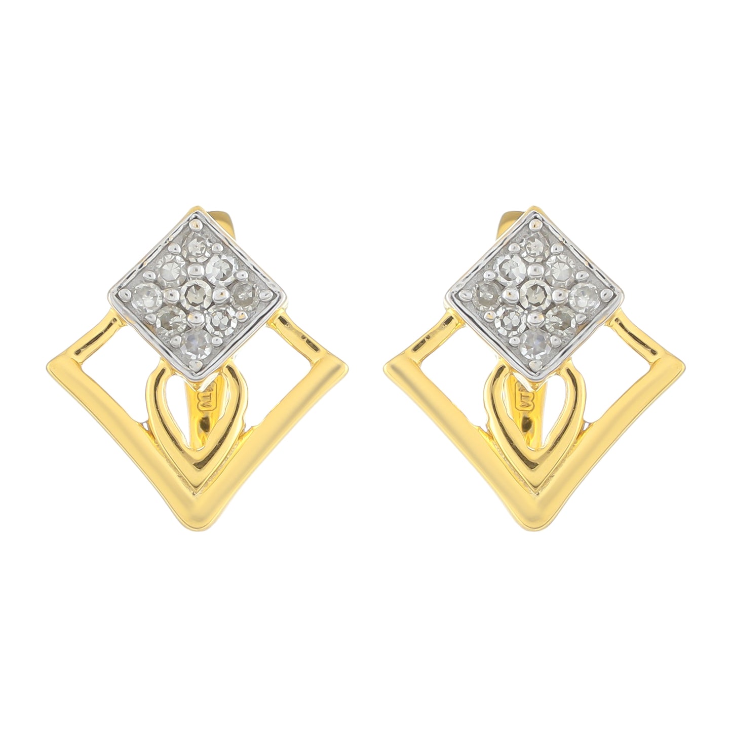 Pozlacené Stříbrné Náušnice s Bílým Diamantem