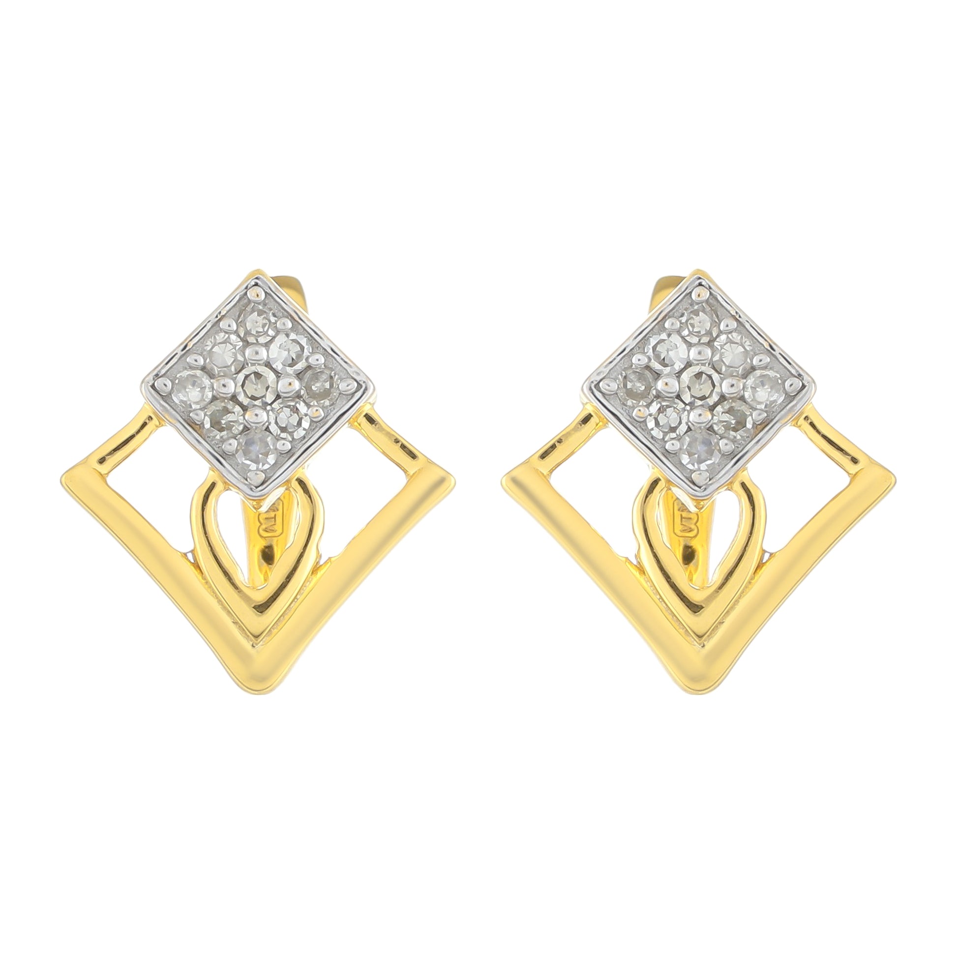 Pozlacené Stříbrné Náušnice s Bílým Diamantem 1 