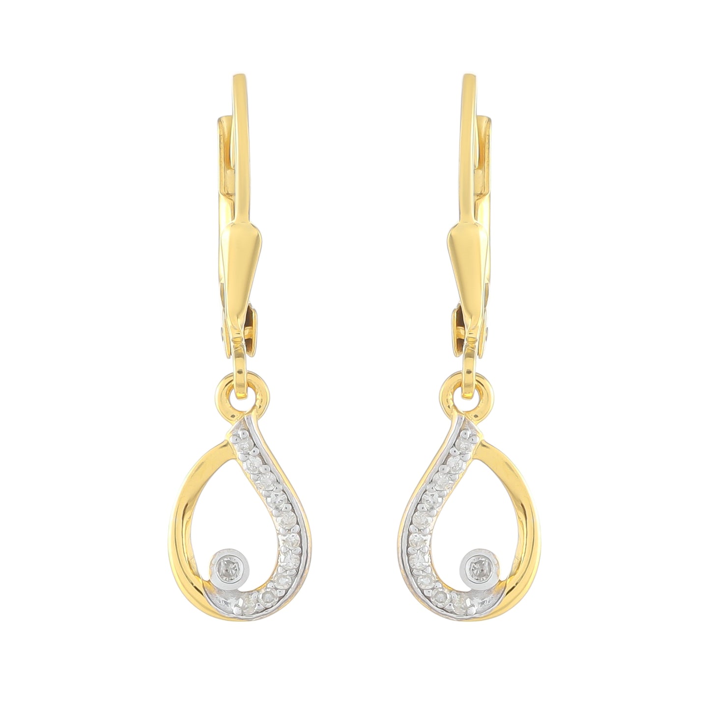 Pozlacené Stříbrné Náušnice s Bílým Diamantem