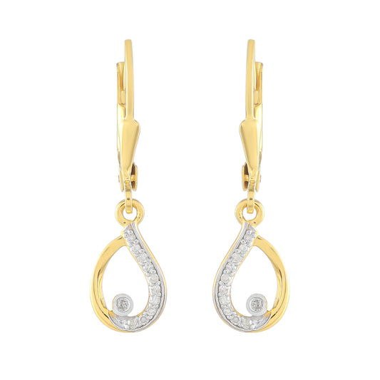 Pozlacené Stříbrné Náušnice s Bílým Diamantem