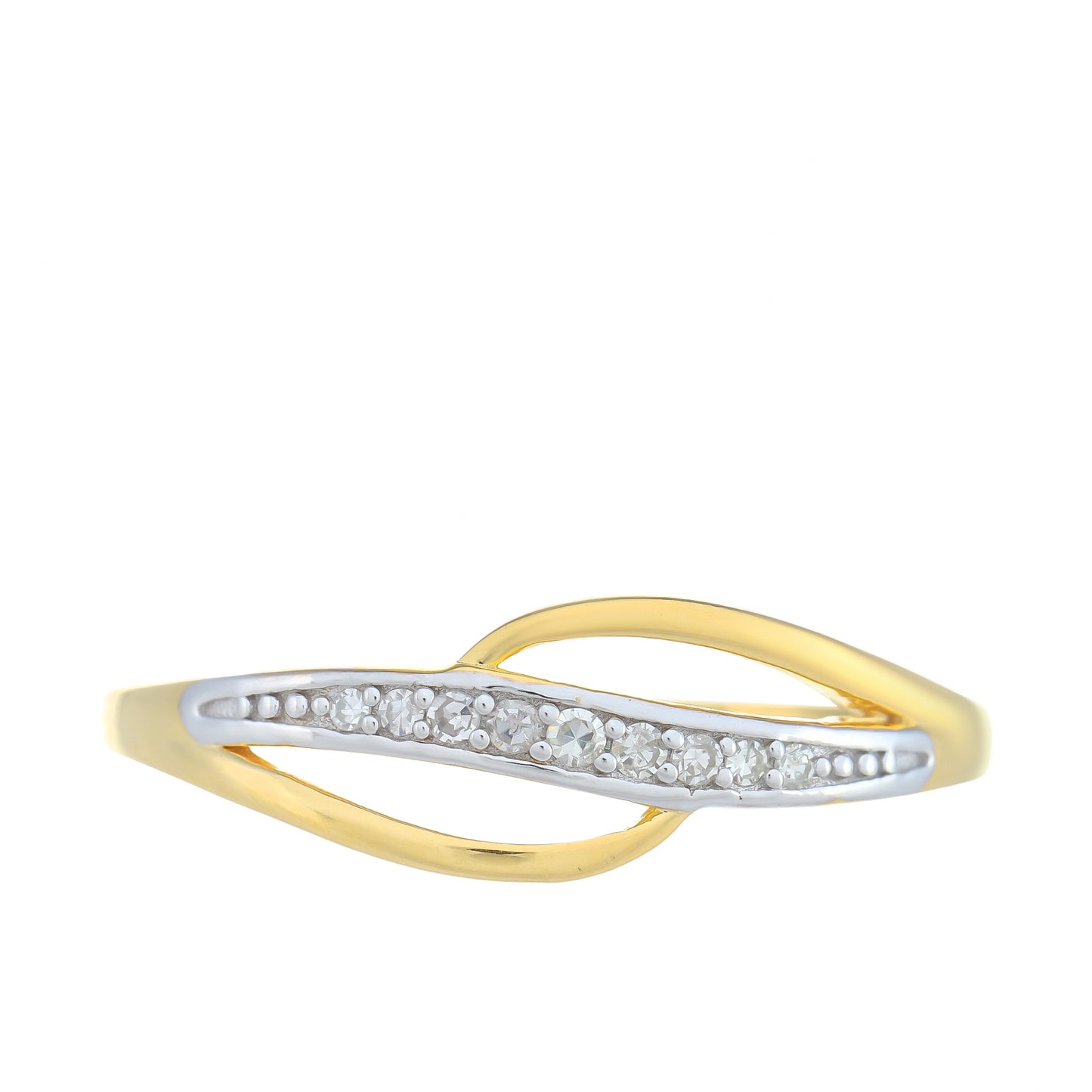 Pozlacené Stříbro 925/1000 - Prsten s Bílým Diamantem - Karátové číslo: 0.06. přibližná hmotnost: 2.02 gramů