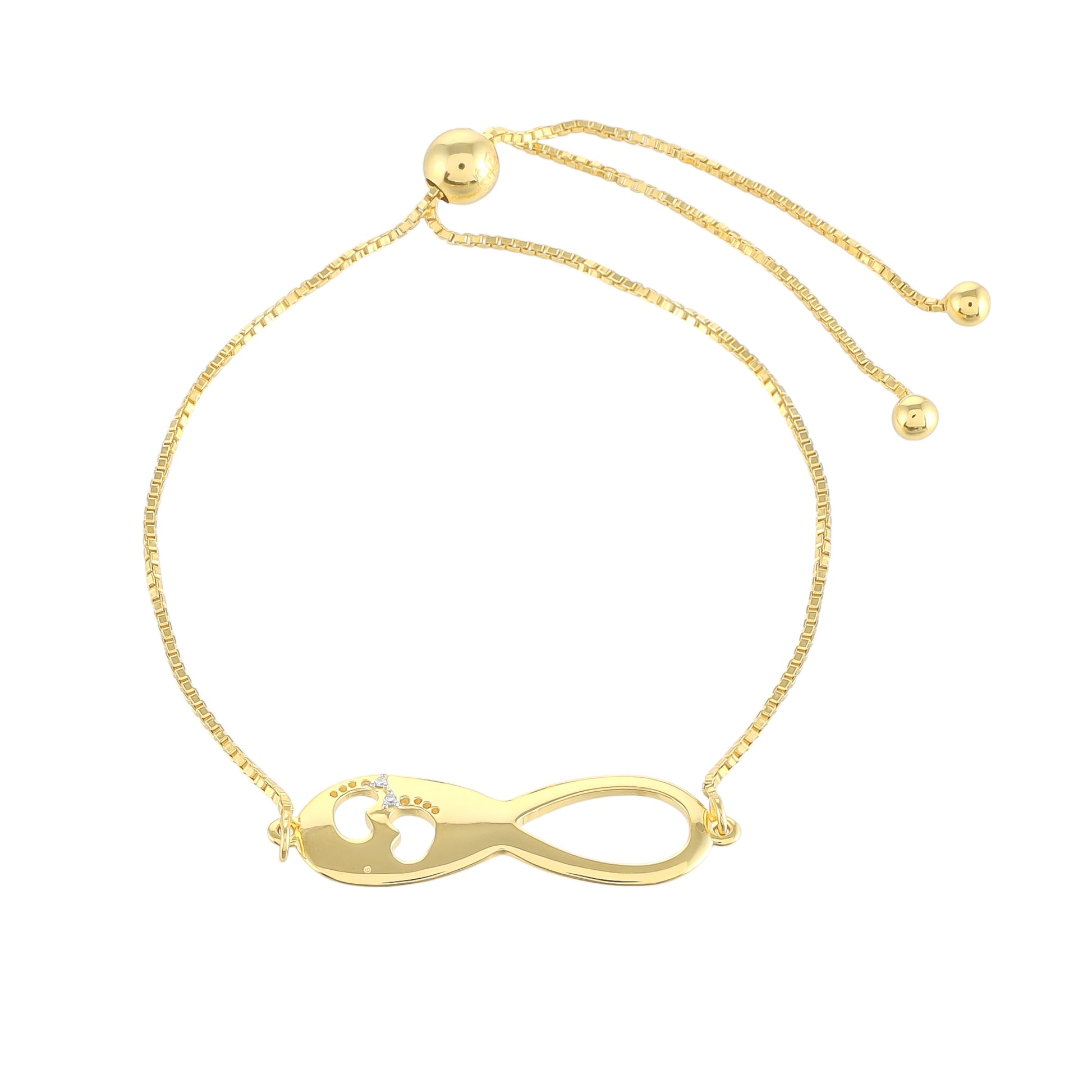 Pozlacené Stříbro 925/1000 - Náramek s Bílým Diamantem - Karátové číslo: 0.01. přibližná hmotnost: 3.8 gramů 1 