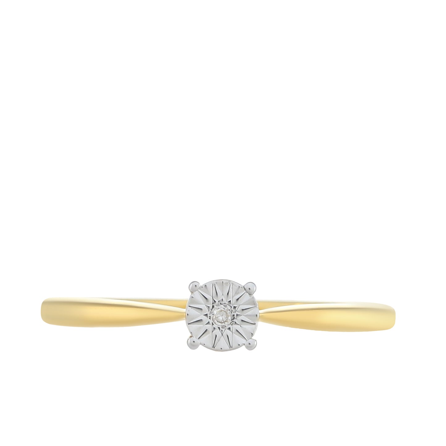 Pozlacené Stříbro 925/1000 - Prsten s Bílým Diamantem - Karátové číslo: 0.01. přibližná hmotnost: 1.45 gramů