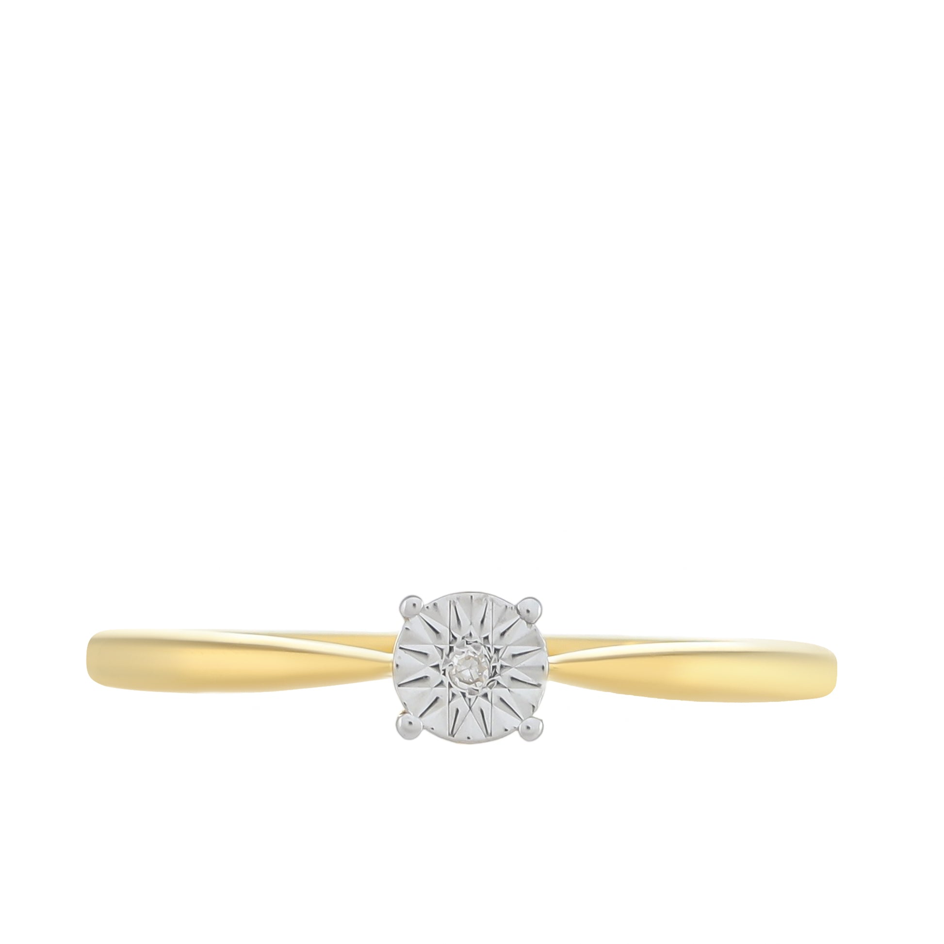 Pozlacené Stříbro 925/1000 - Prsten s Bílým Diamantem - Karátové číslo: 0.01. přibližná hmotnost: 1.45 gramů 1 