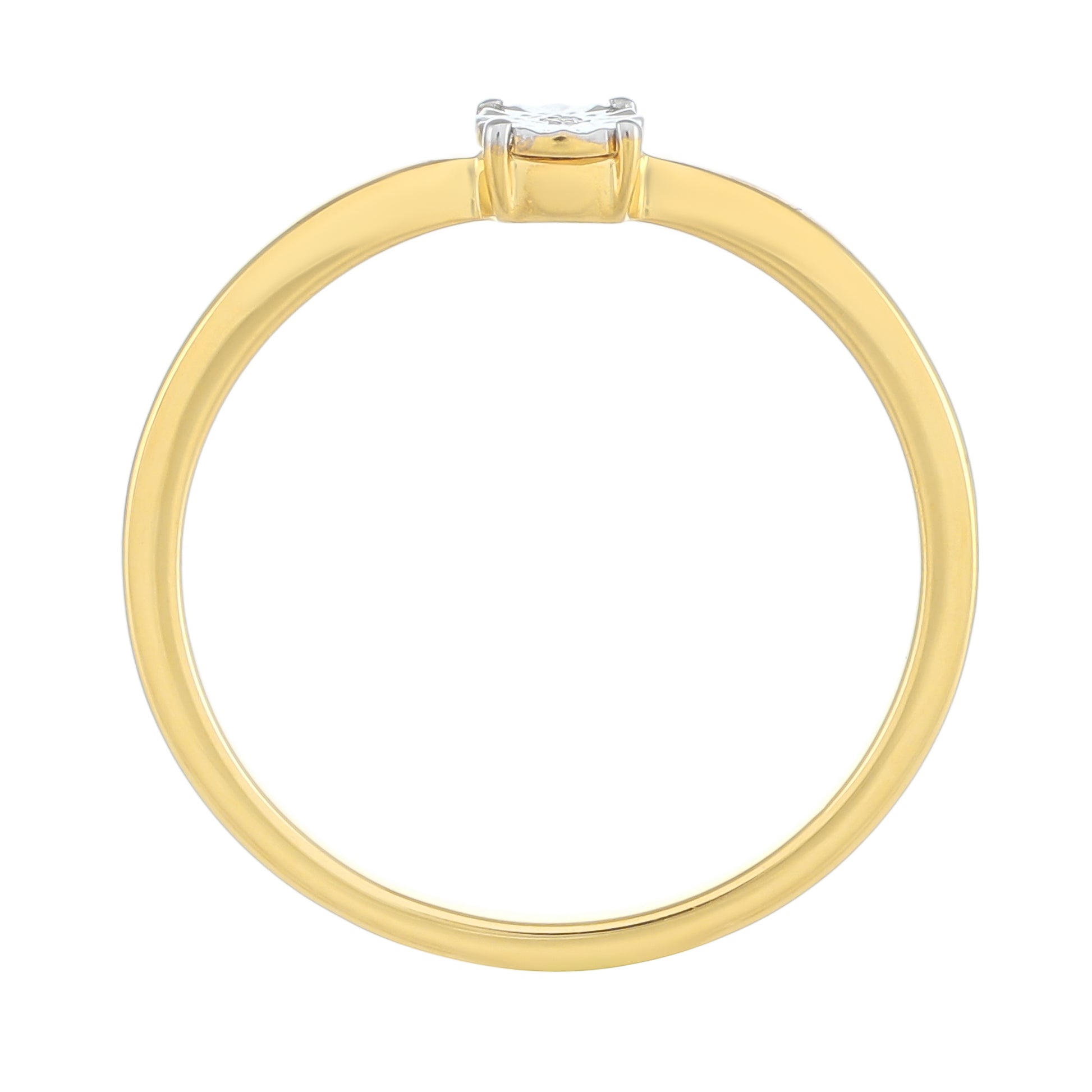 Pozlacené Stříbro 925/1000 - Prsten s Bílým Diamantem - Karátové číslo: 0.01. přibližná hmotnost: 1.45 gramů 4 