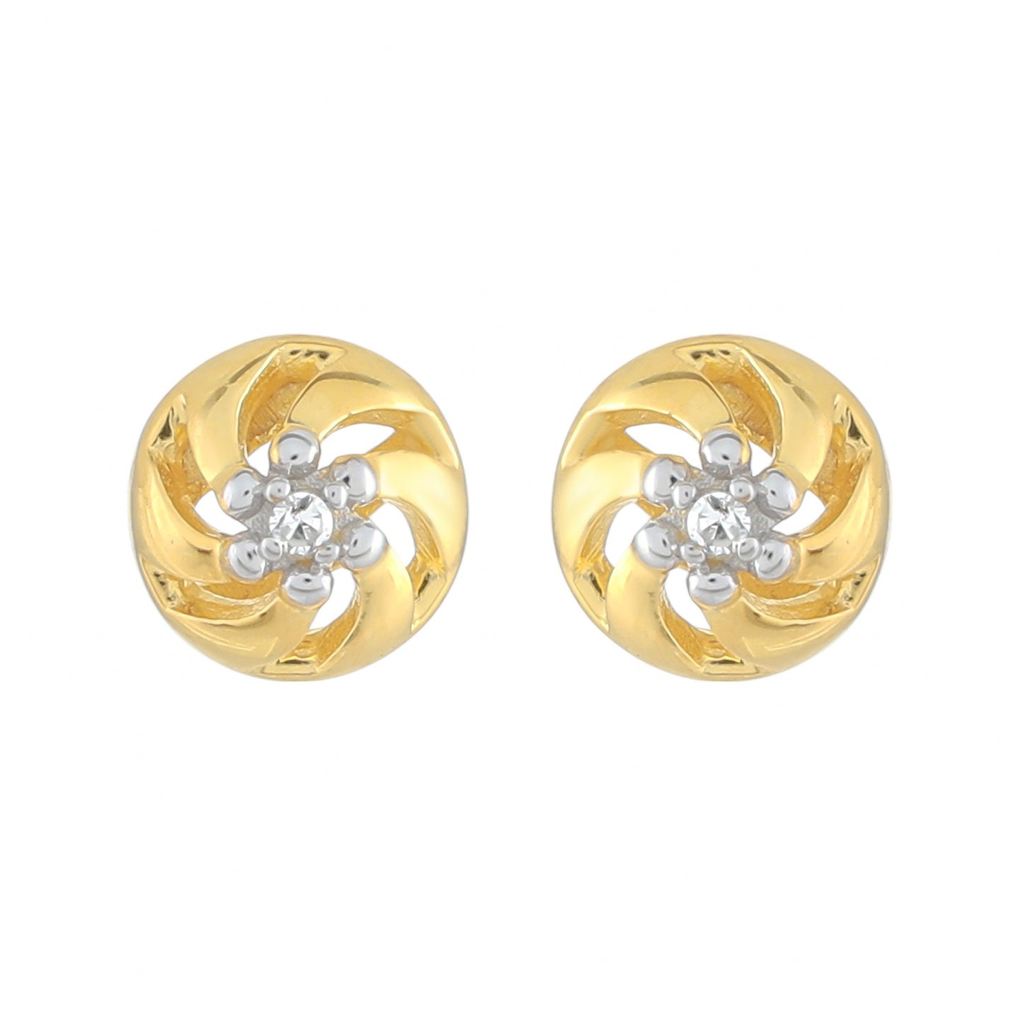 Pozlacené Stříbrné Náušnice s Bílým Diamantem