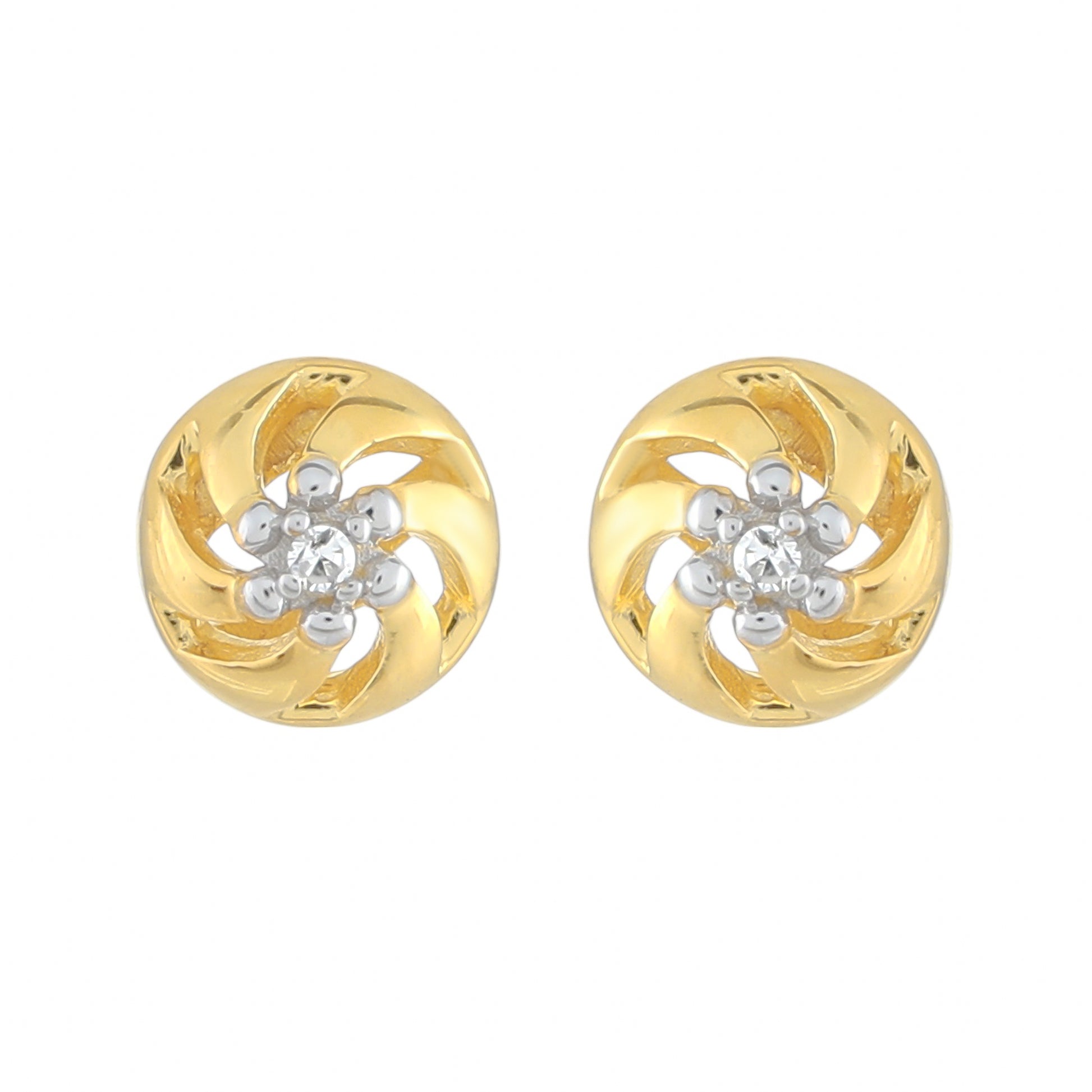 Pozlacené Stříbrné Náušnice s Bílým Diamantem 1 