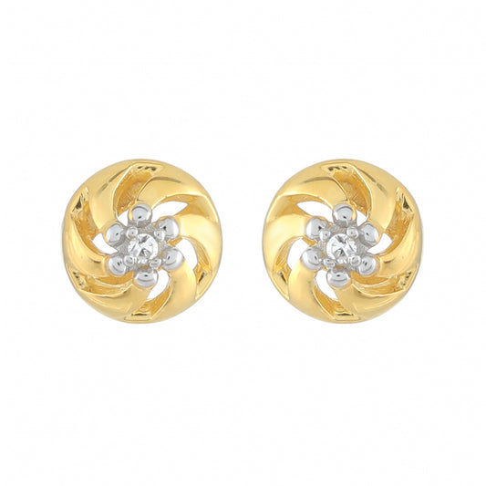 Pozlacené Stříbrné Náušnice s Bílým Diamantem