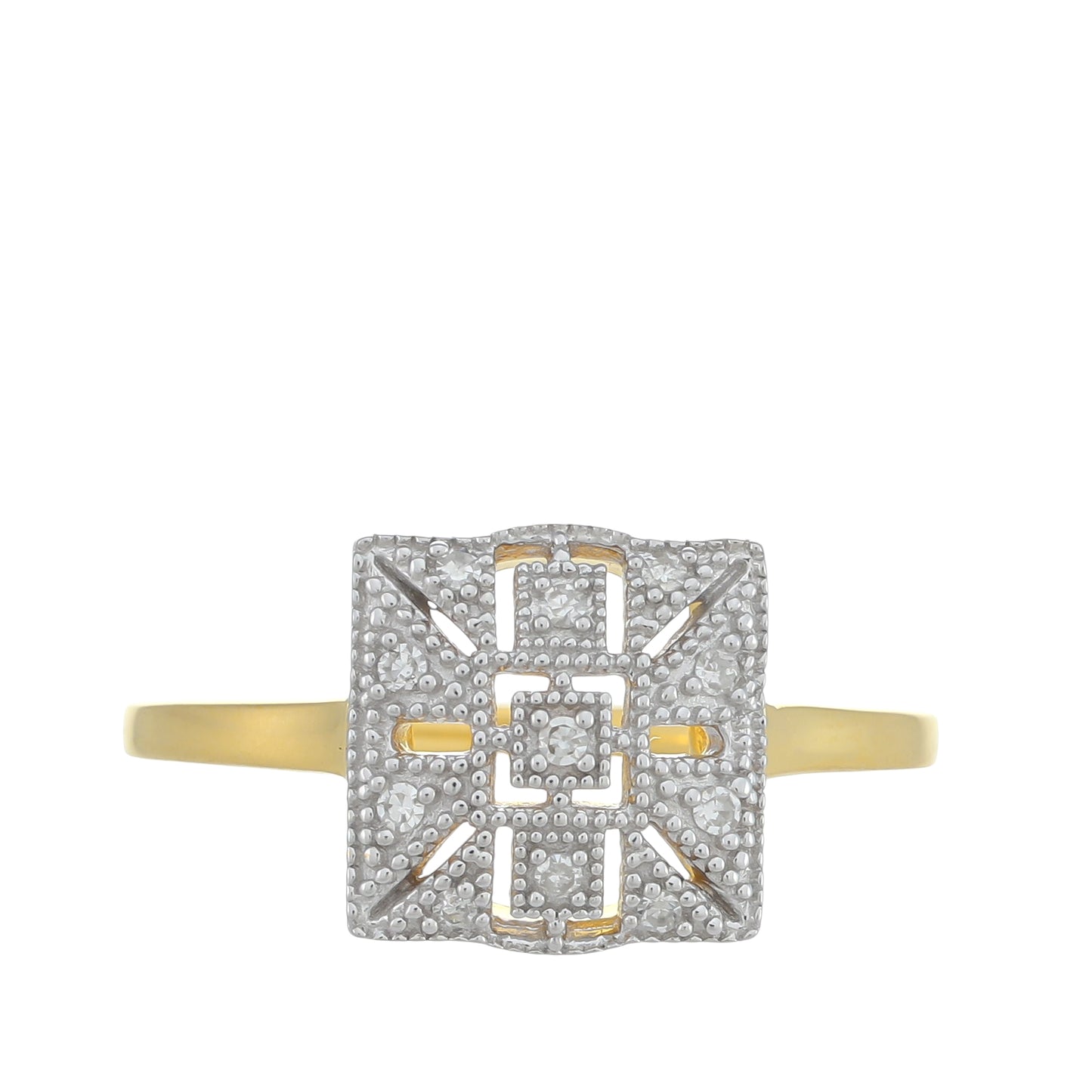 Pozlacený Stříbrný Prsten s Bílým Diamantem