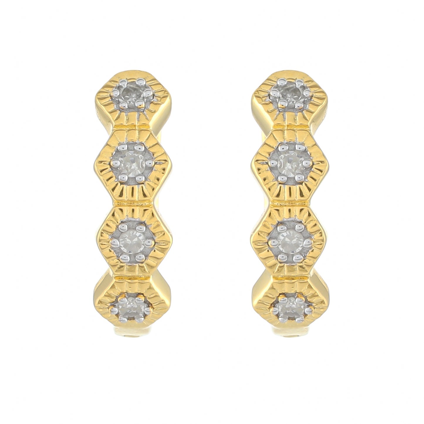 Pozlacené Stříbrné Náušnice s Bílým Diamantem