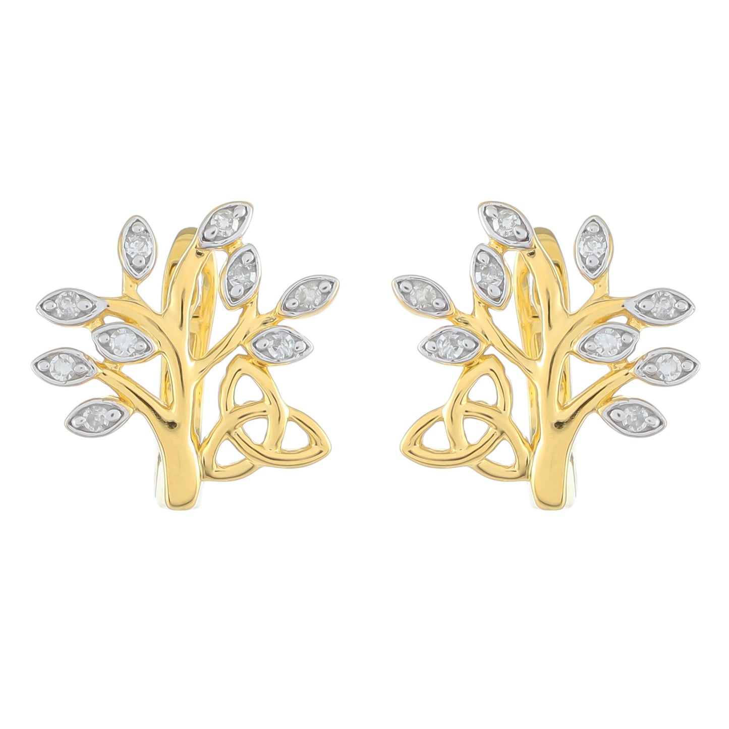 Pozlacené Stříbrné Náušnice s Bílým Diamantem