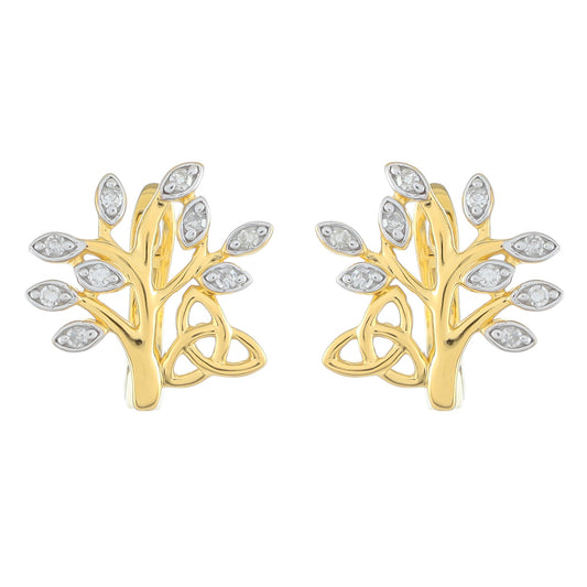 Pozlacené Stříbrné Náušnice s Bílým Diamantem