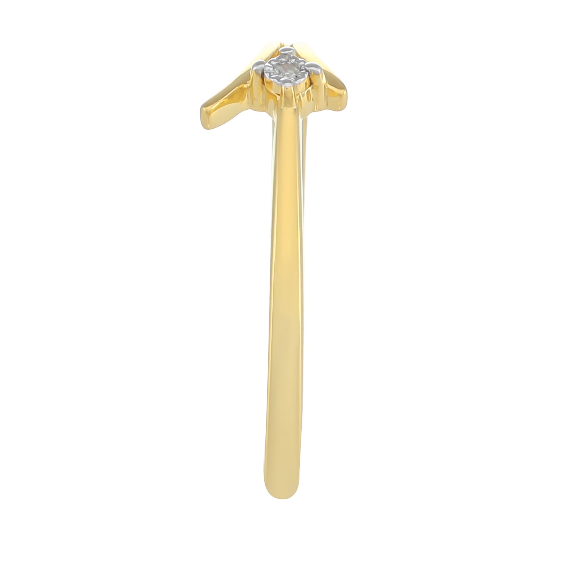 Pozlacené Stříbro 925/1000 - Prsten s Bílým Diamantem - Karátové číslo: 0.01. přibližná hmotnost: 1.32 gramů 3 