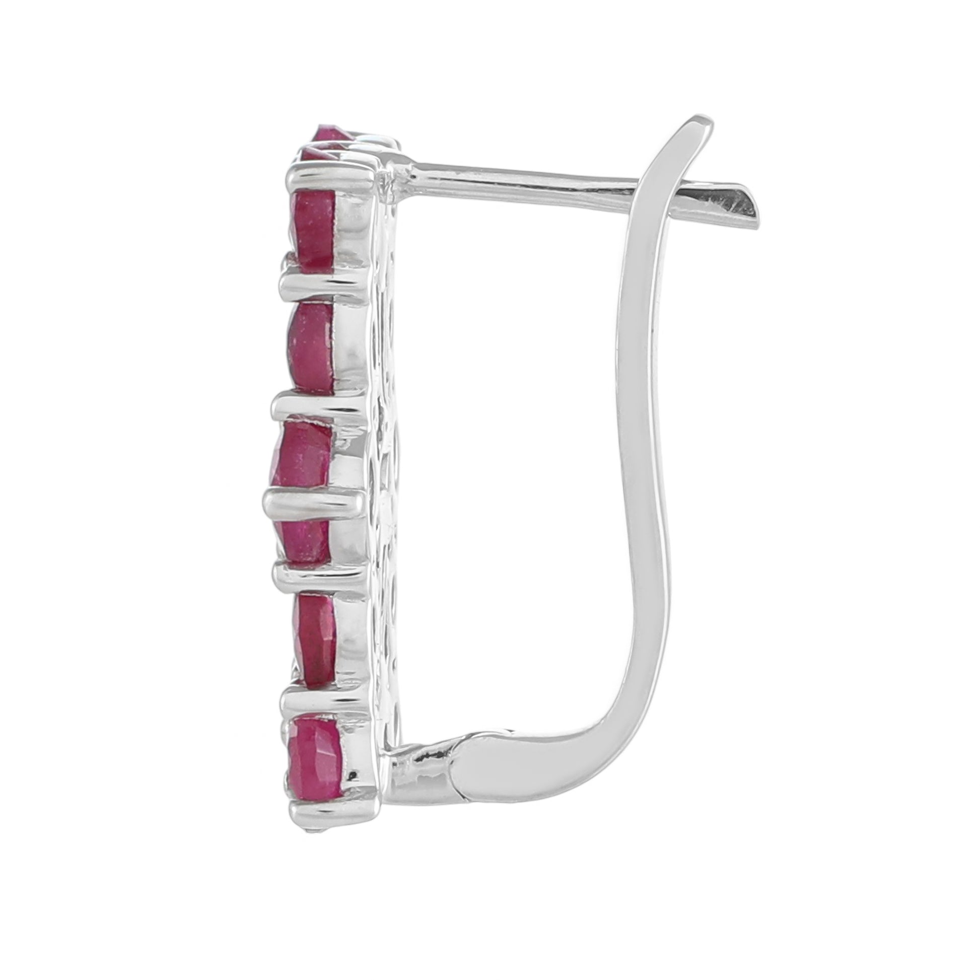 Stříbro 925/1000 - Náušnice s Thajským Rubínem - Karátové číslo: 6.06. přibližná hmotnost: 4.57 gramů 2 