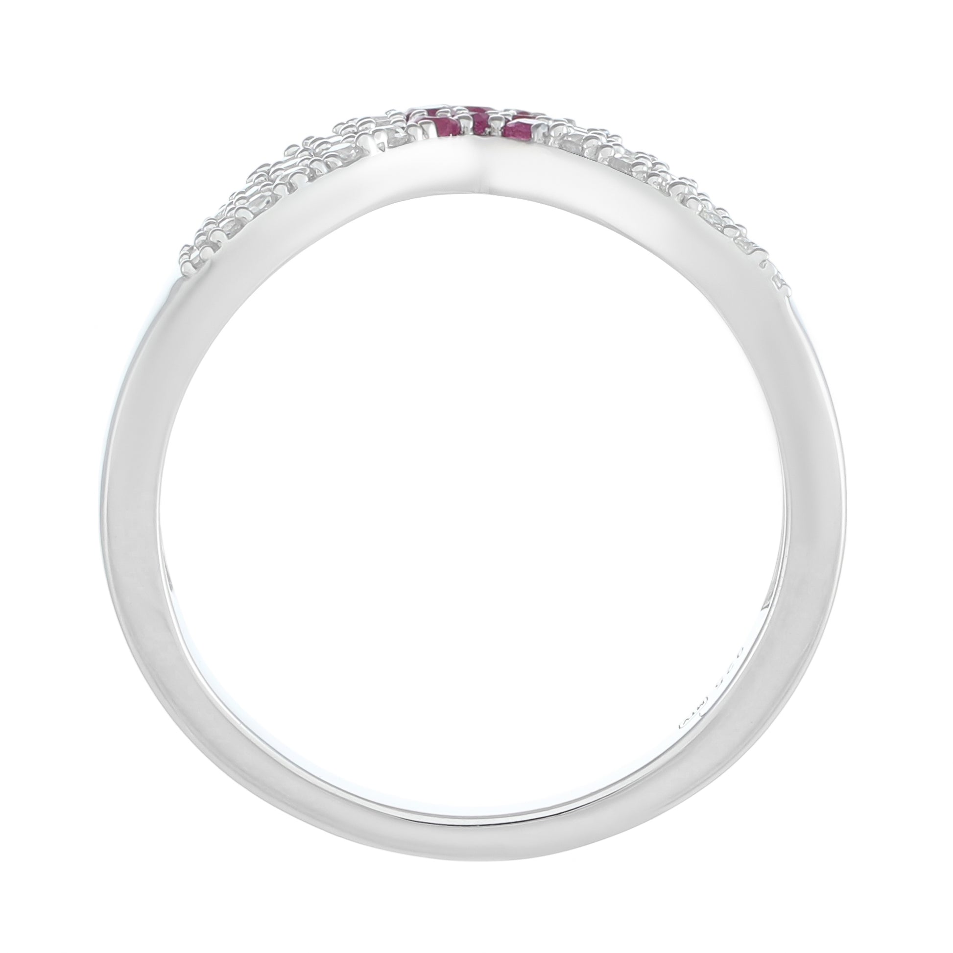 Stříbro 925/1000 - Prsten s Thajským Rubínem a Bílým Topazem - Karátové číslo: 0.53. přibližná hmotnost: 2.47 gramů 4 