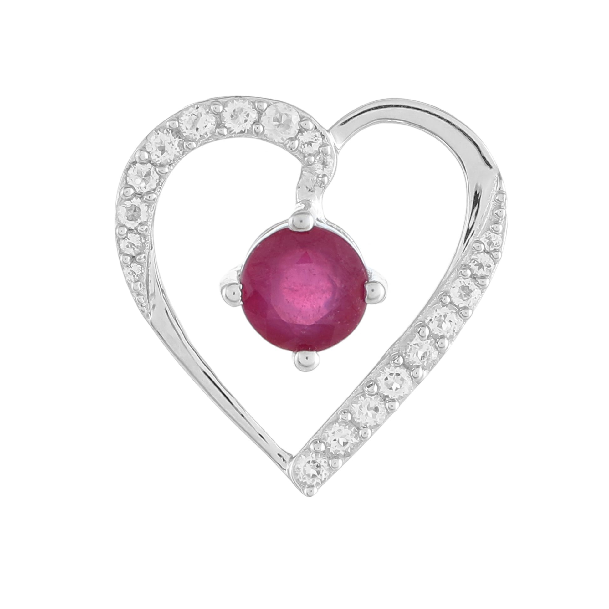 Stříbro 925/1000 - Přívěsek s Thajským Rubínem a Bílým Topazem - Karátové číslo: 1.69. přibližná hmotnost: 1.96 gramů 1 