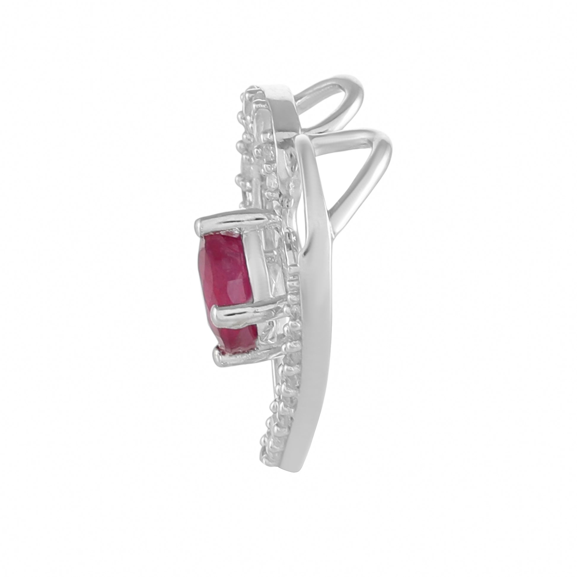 Stříbro 925/1000 - Přívěsek s Thajským Rubínem a Bílým Topazem - Karátové číslo: 1.69. přibližná hmotnost: 1.96 gramů 2 
