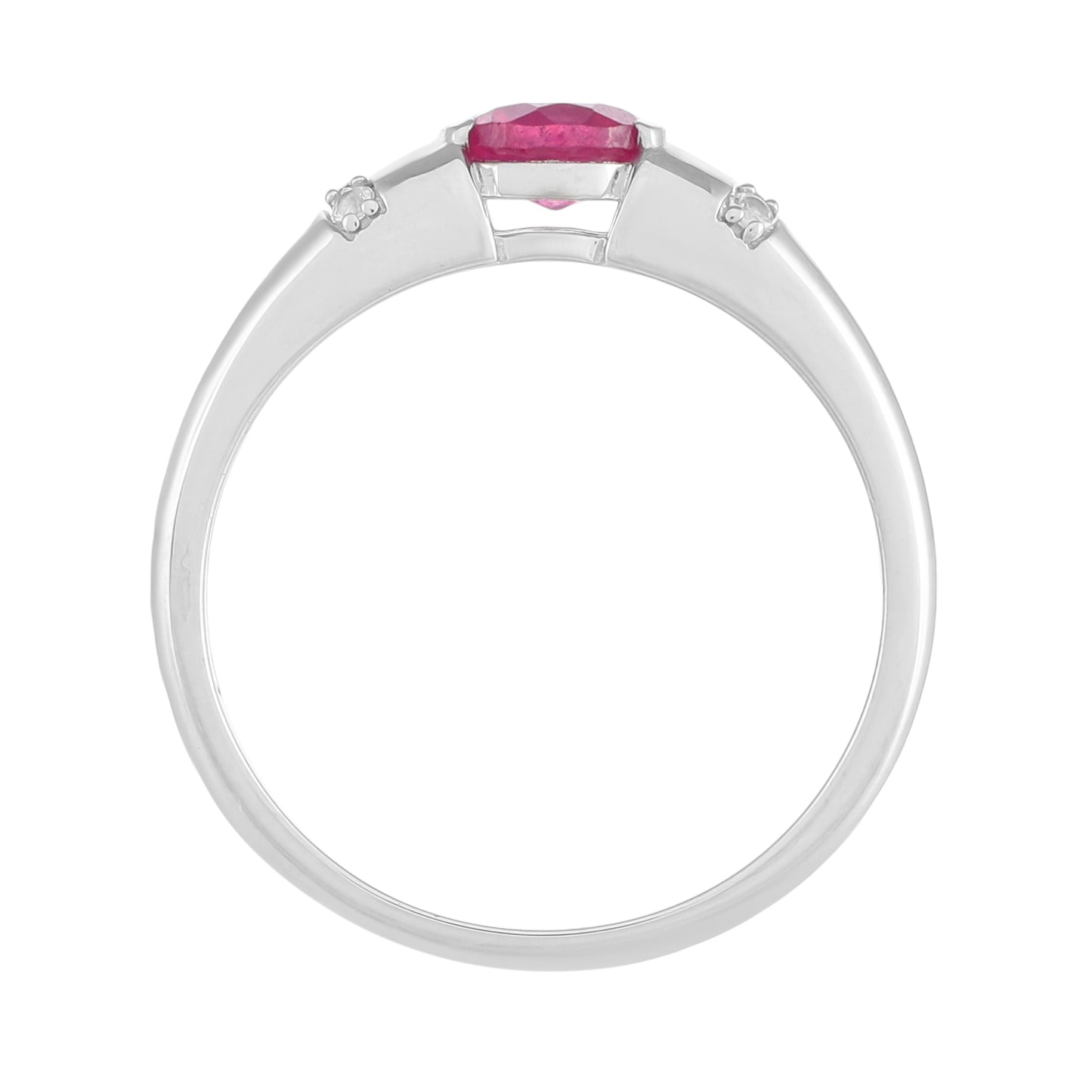 Stříbro 925/1000 - Prsten s Thajským Rubínem a Bílým Topazem - Karátové číslo: 0.73. přibližná hmotnost: 2.3 gramů