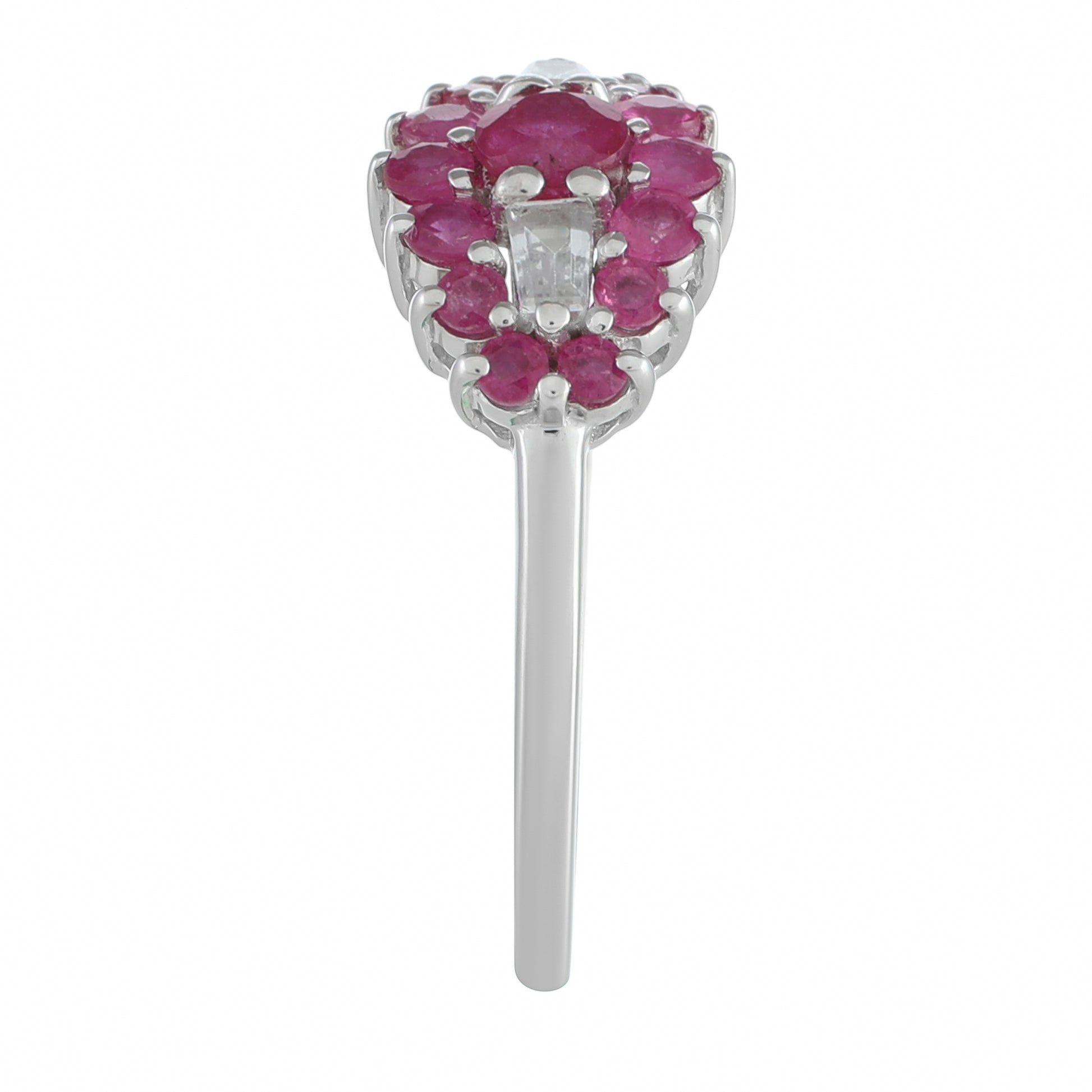 Stříbro 925/1000 - Prsten s Thajským Rubínem a Bílým Topazem - Karátové číslo: 1.1. přibližná hmotnost: 2.18 gramů 3 