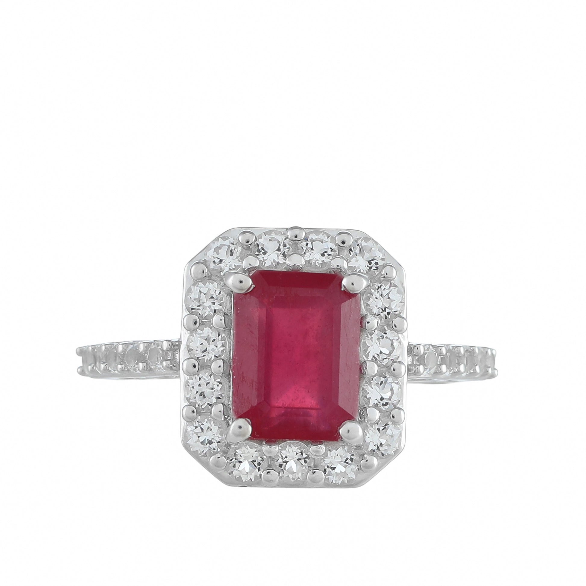 Stříbrný Prsten s Thajským Rubínem a Bílým Topazem 1 