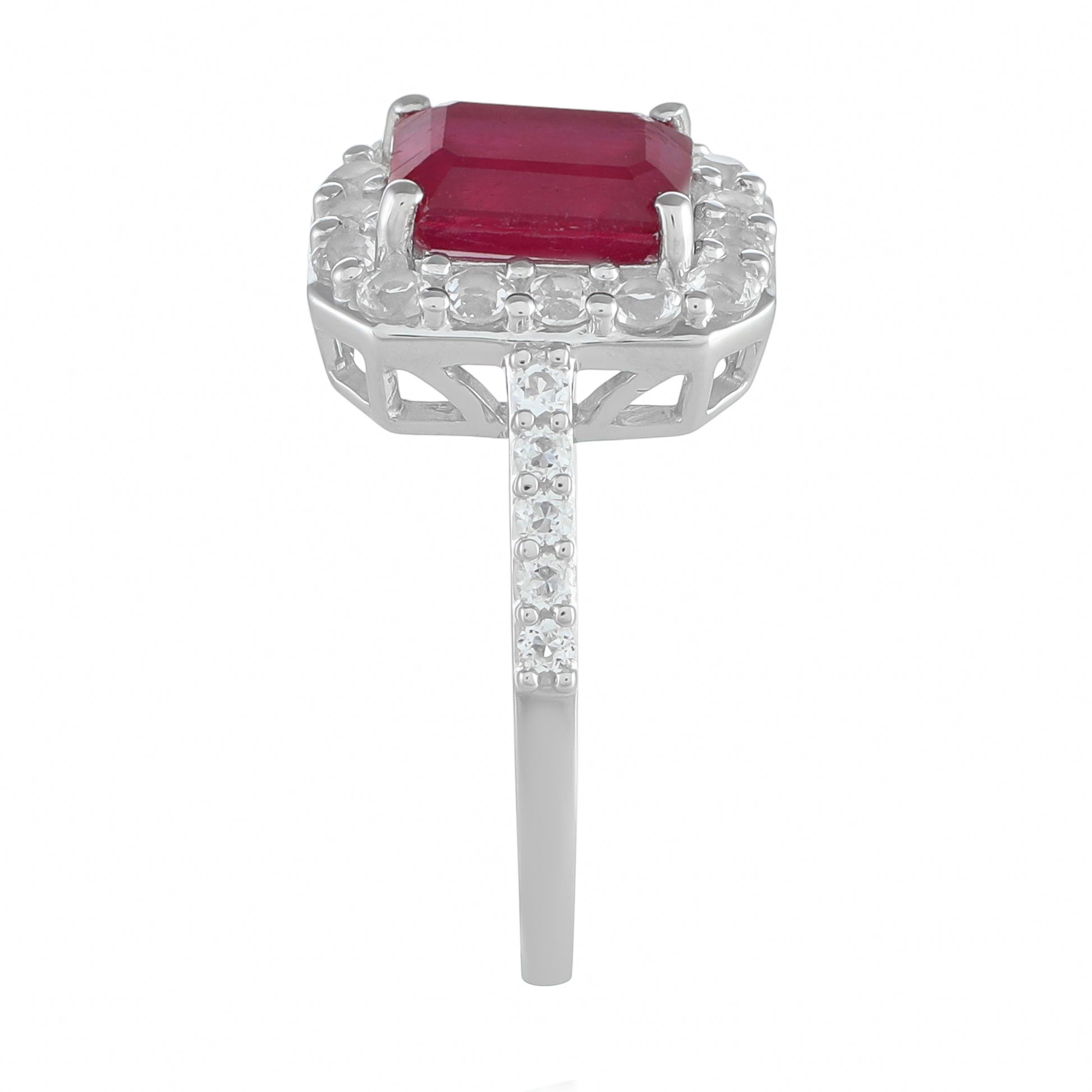Stříbrný Prsten s Thajským Rubínem a Bílým Topazem 3 