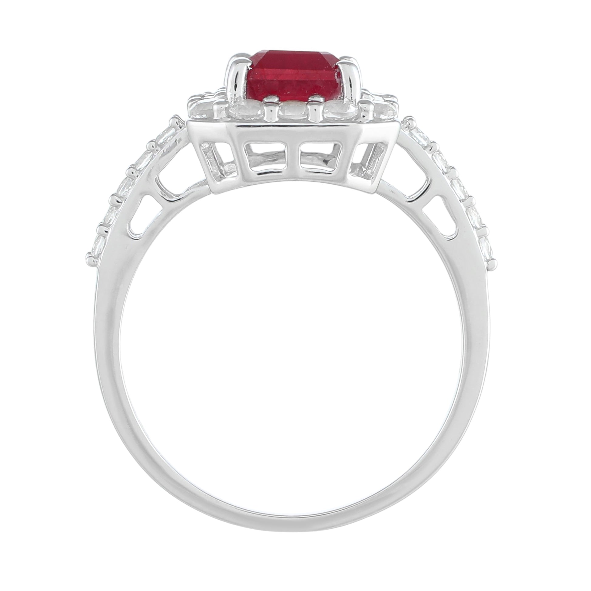 Stříbrný Prsten s Thajským Rubínem a Bílým Topazem 4 