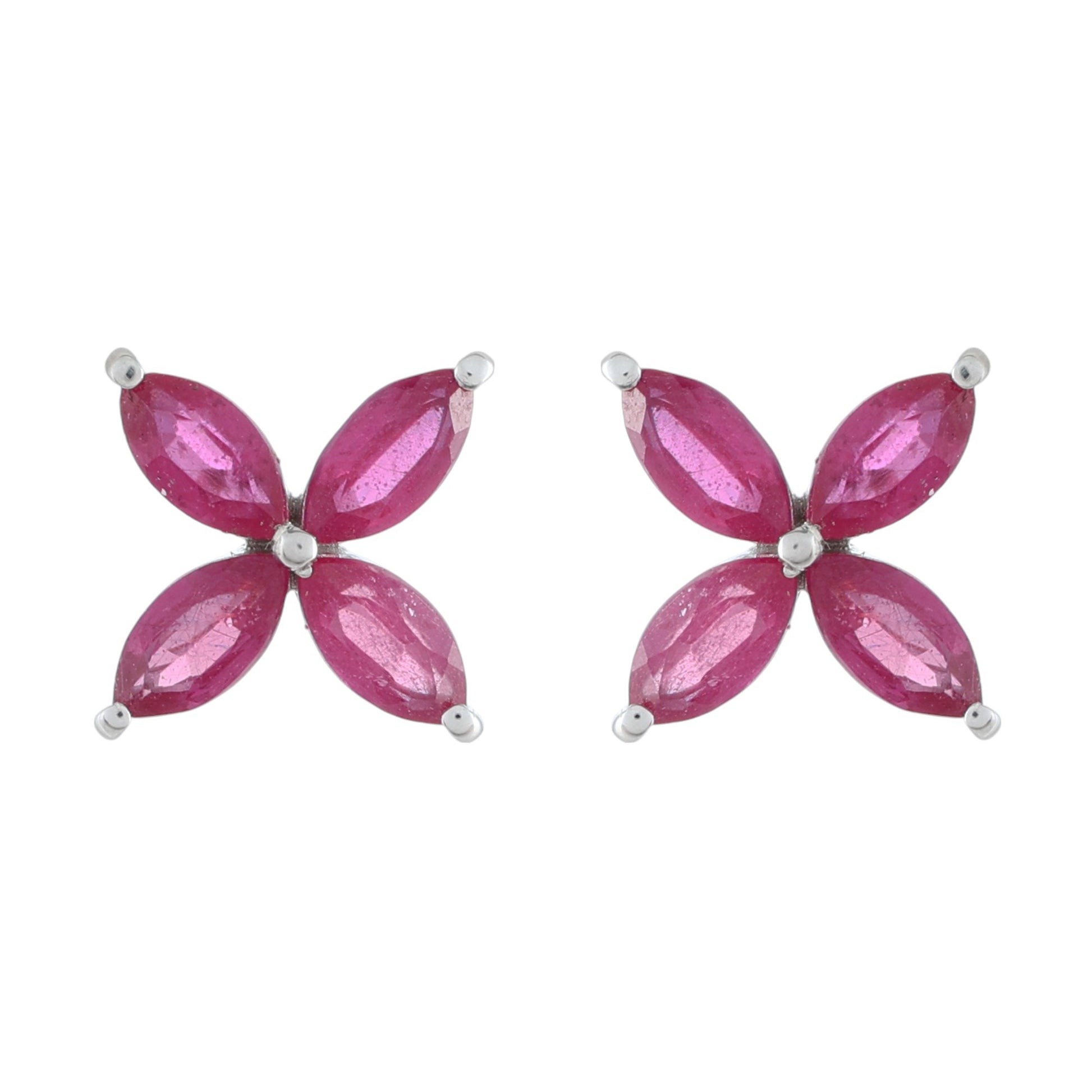 Stříbro 925/1000 - Náušnice s Thajským Rubínem - Karátové číslo: 2.76. přibližná hmotnost: 2.4 gramů 1 