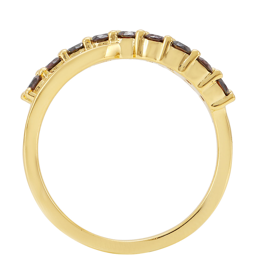 Pozlacené stříbro 925/1000 Prsten s Červeným Diamantem - Karátové číslo: 0.49. přibližná hmotnost: 2.79 gramů