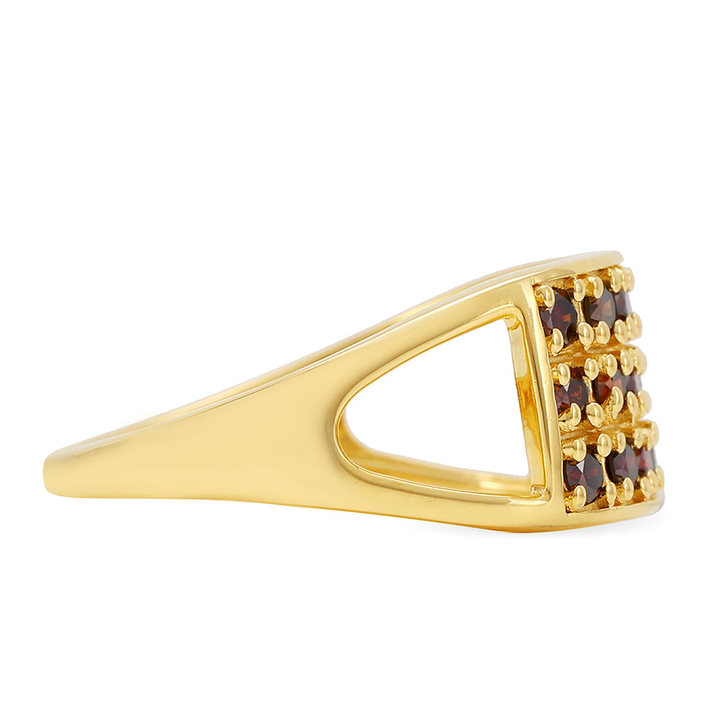 Pozlacené Stříbro 925/1000 - Prsten s Červeným Diamantem - Karátové číslo: 0.56. přibližná hmotnost: 3.05 gramů 2 