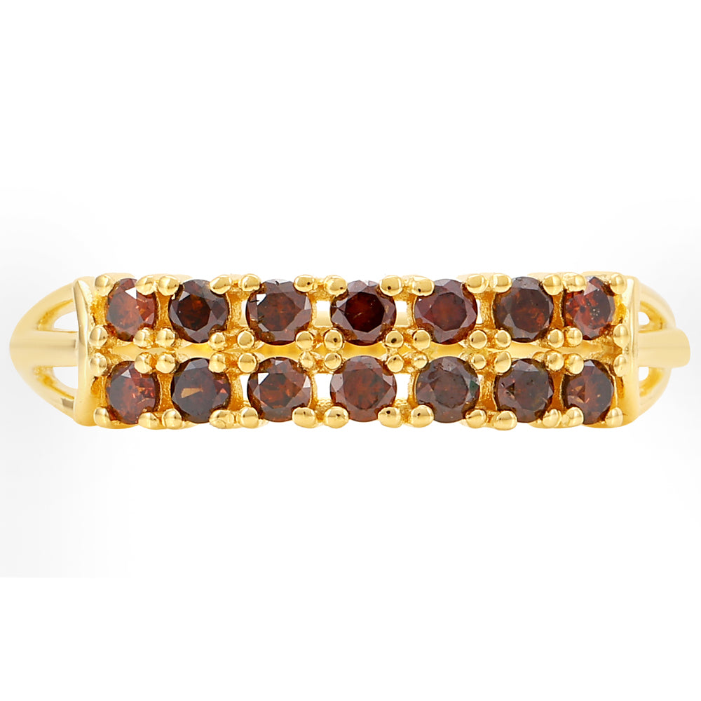 Pozlacený Stříbrný Prsten s Červeným Diamantem