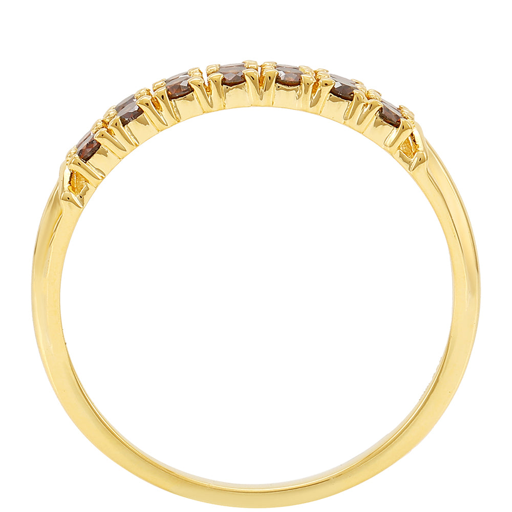 Pozlacený Stříbrný Prsten s Červeným Diamantem 4 