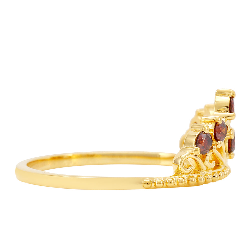 Pozlacený Stříbrný Prsten s Červeným Diamantem 2 