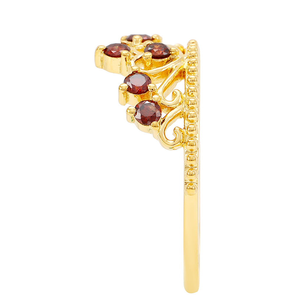 Pozlacený Stříbrný Prsten s Červeným Diamantem 3 