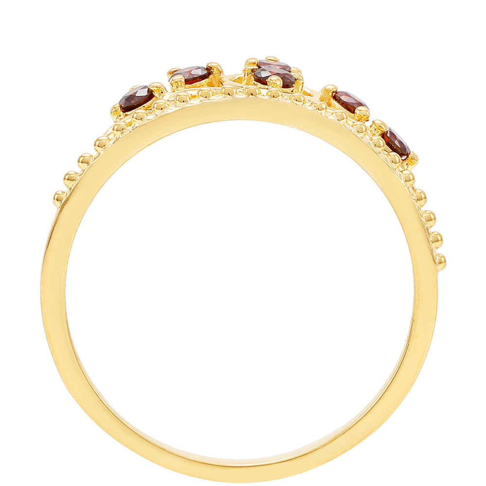 Pozlacený Stříbrný Prsten s Červeným Diamantem 4 