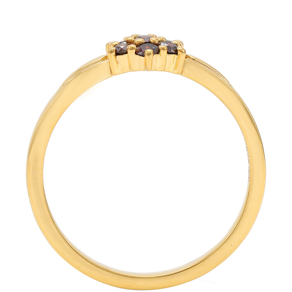 Pozlacený Stříbrný Prsten s Červeným Diamantem 4 