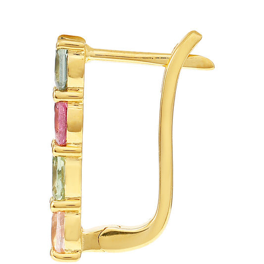 Pozlacené Stříbrné Náušnice s Duhovým Turmalínem z Pelmadulla