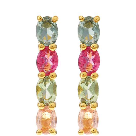 Pozlacené Stříbrné Náušnice s Duhovým Turmalínem z Pelmadulla