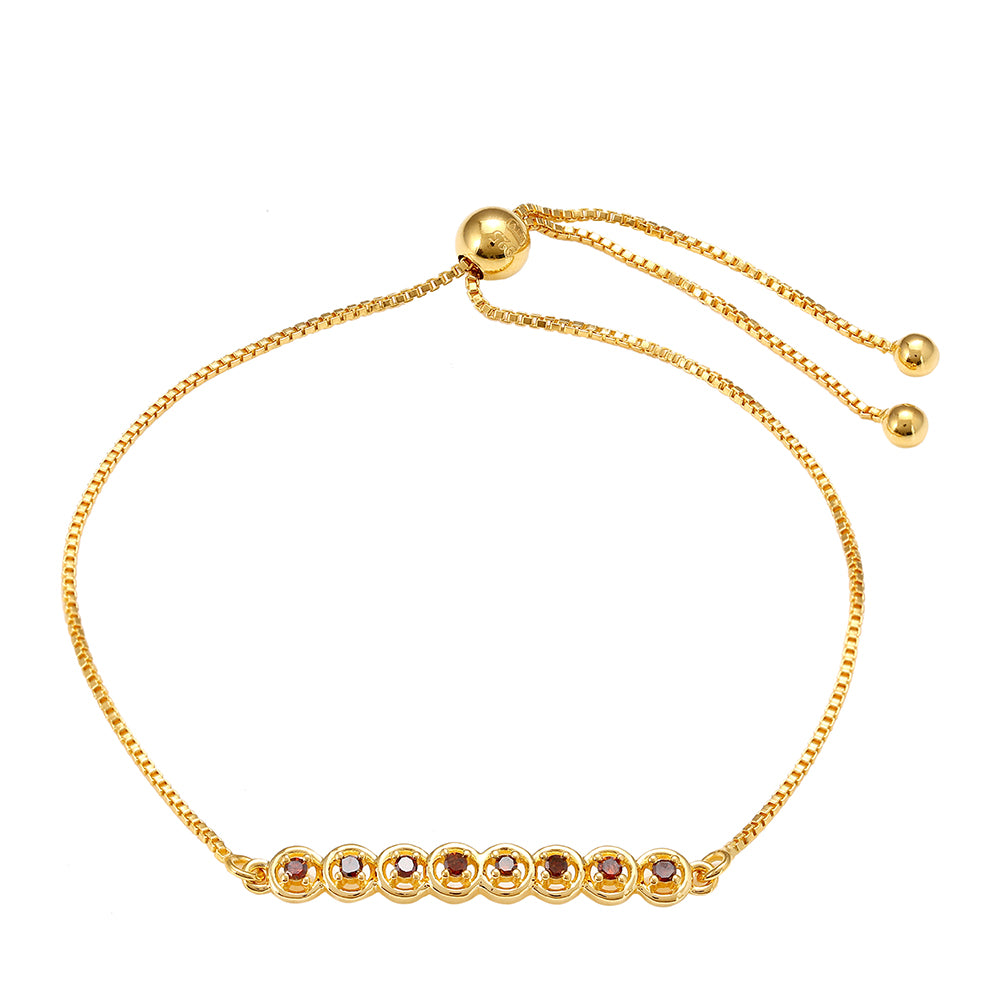 Pozlacené Stříbro 925/1000 - Náramek s Červeným Diamantem - Karátové číslo: 0.18. přibližná hmotnost: 3.67 gramů 1 