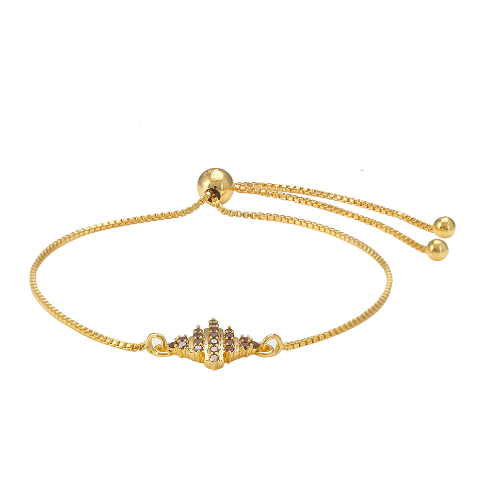 Pozlacený Stříbrný Náramek s Červeným Diamantem 2 