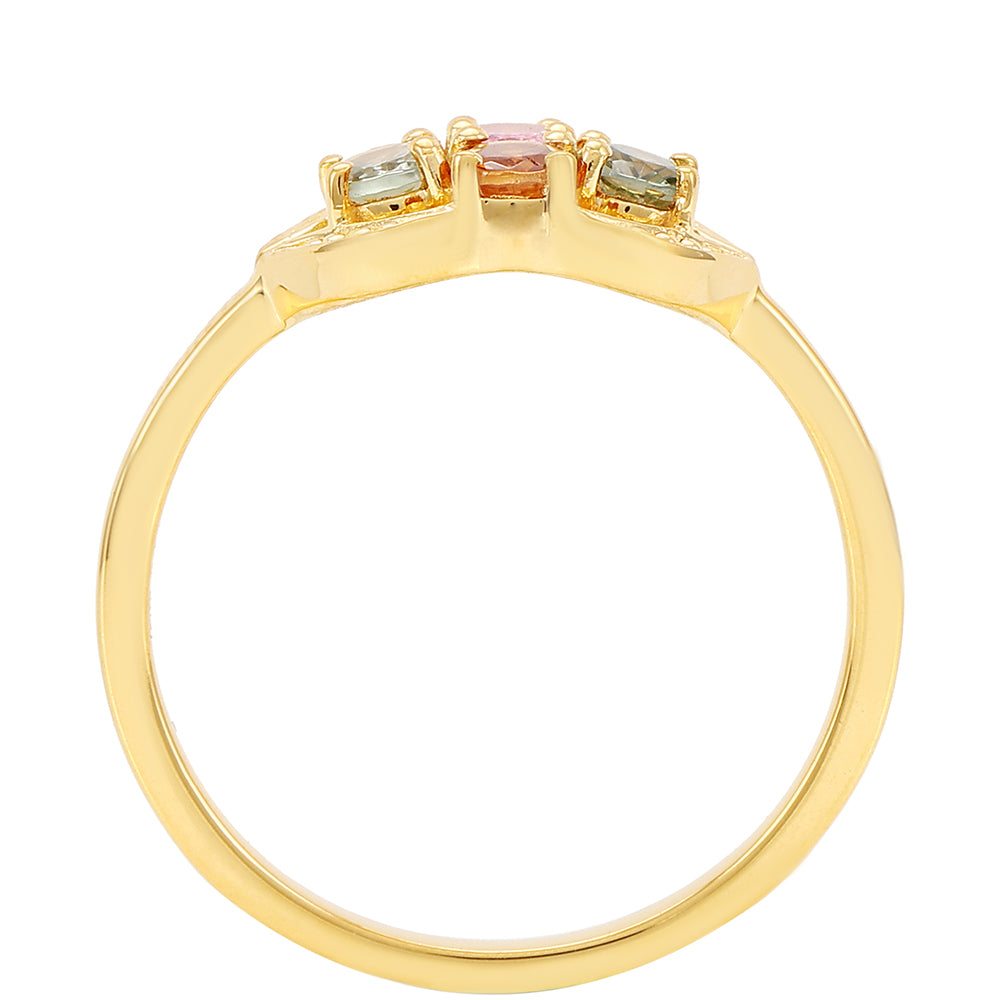 Pozlacené Stříbro 925/1000 - Prsten s Duhovým Turmalínem z Pelmadulla - Karátové číslo: 0.61. přibližná hmotnost: 2.57 gramů 4 