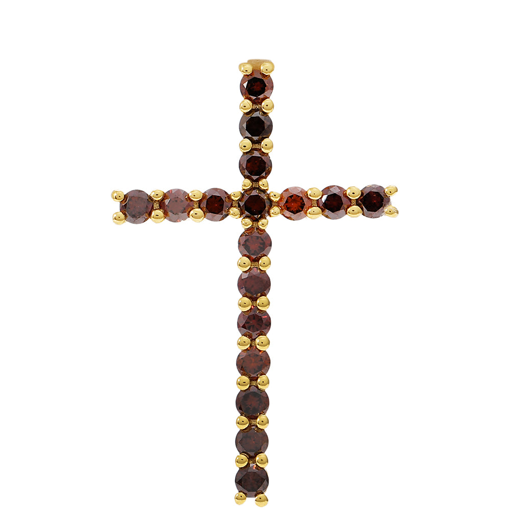 Kříž Pozlacený Stříbrný Přívěsek s Červeným Diamantem 1 